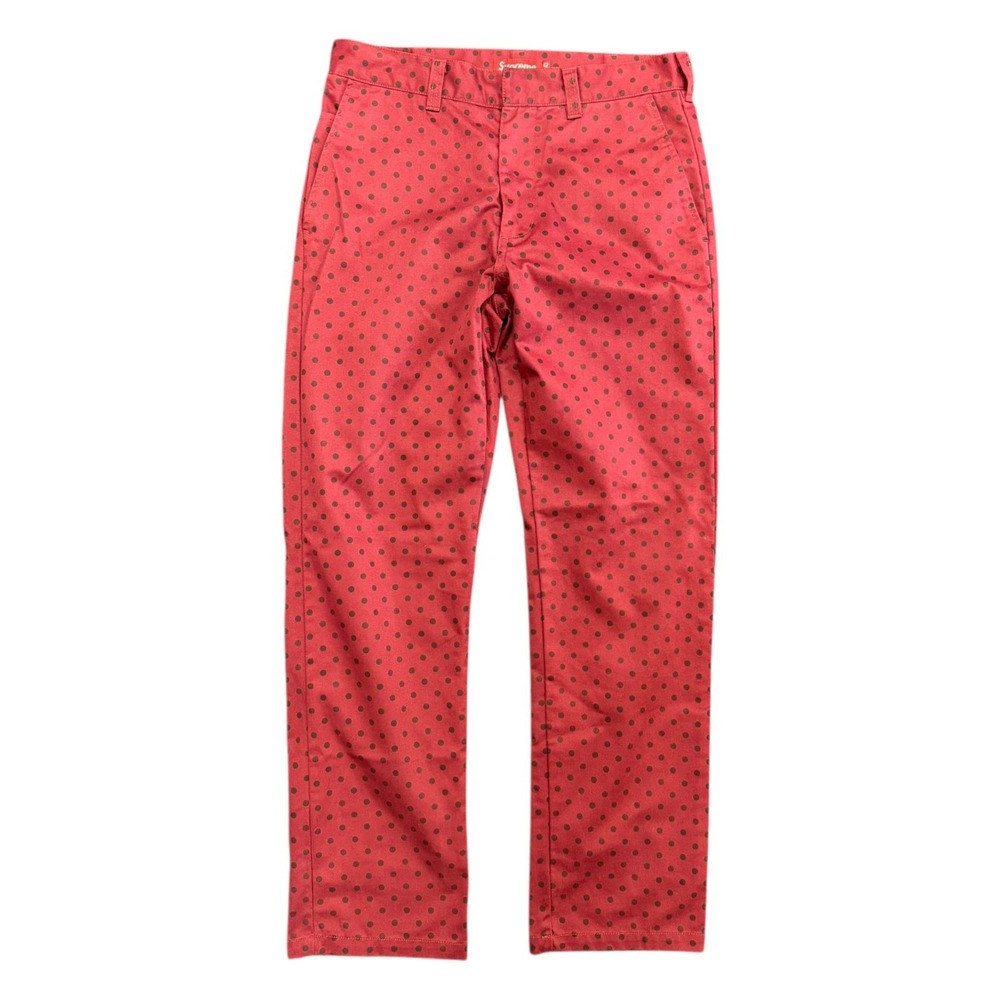 Supreme Work Pant - Red / Brown Polka Dot Mens Size 30 FW18 - Skate Pants 2018
